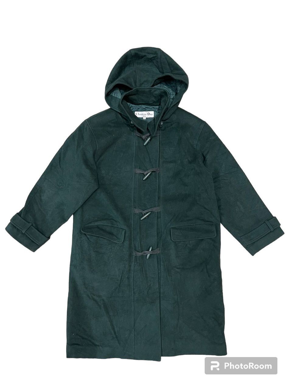 image of Christian Dior Monsieur x Dior Vintage Christian Dior Green Wool Hooded Duffle Coat (Size Small)