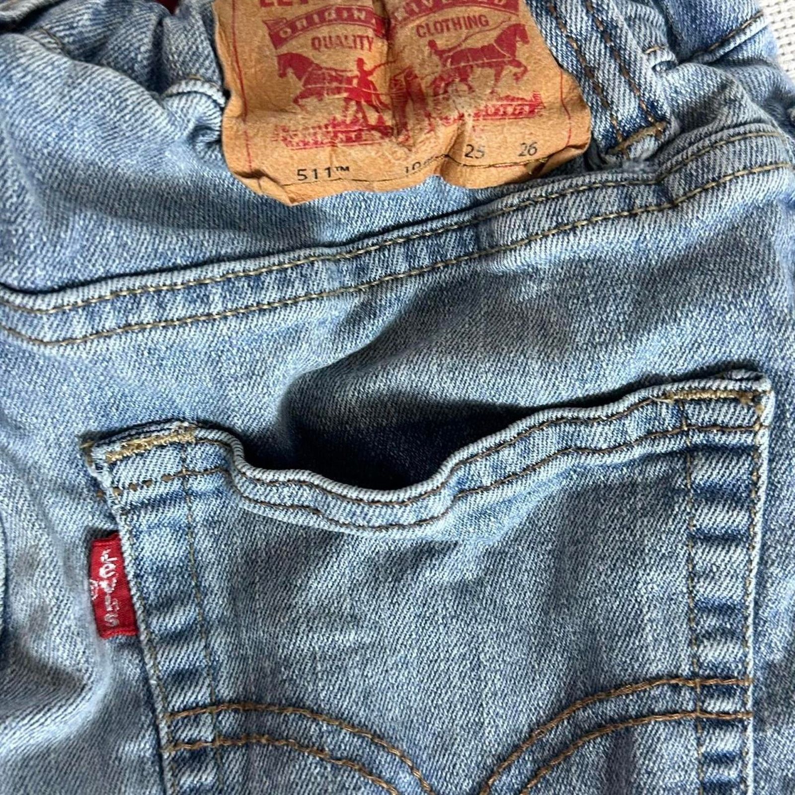 Levi's Levi’s 511 Slim Flex Stretch Youth Jeans Light Wash Rip Size 32" / US 10 / IT 46 - 6 Thumbnail