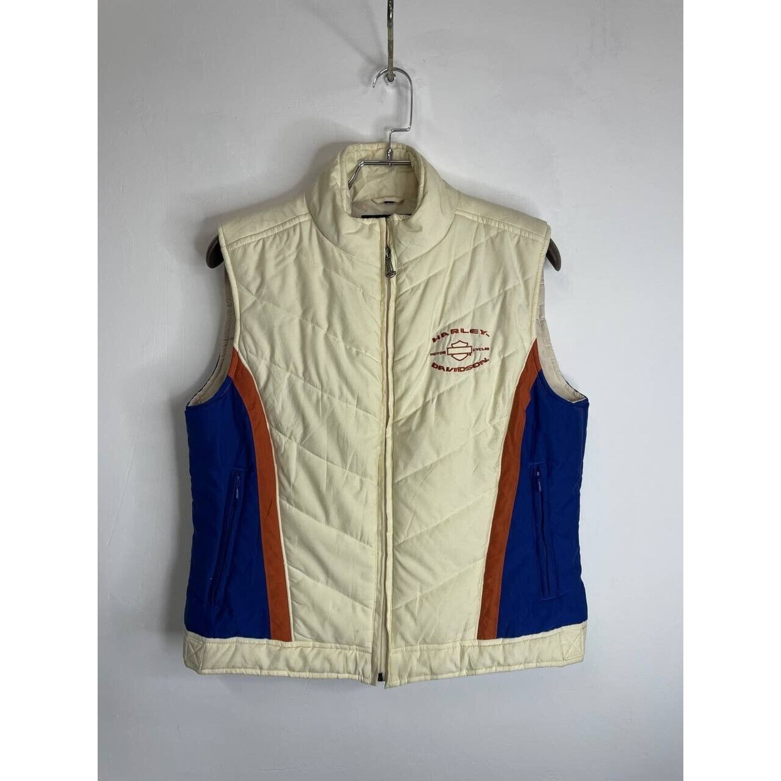Harley Davidson × Vintage Vintage Harley-Davidson Quilted Puffer Vest Cream Size M Size M / US 6-8 / IT 42-44 - 1 Thumbnail