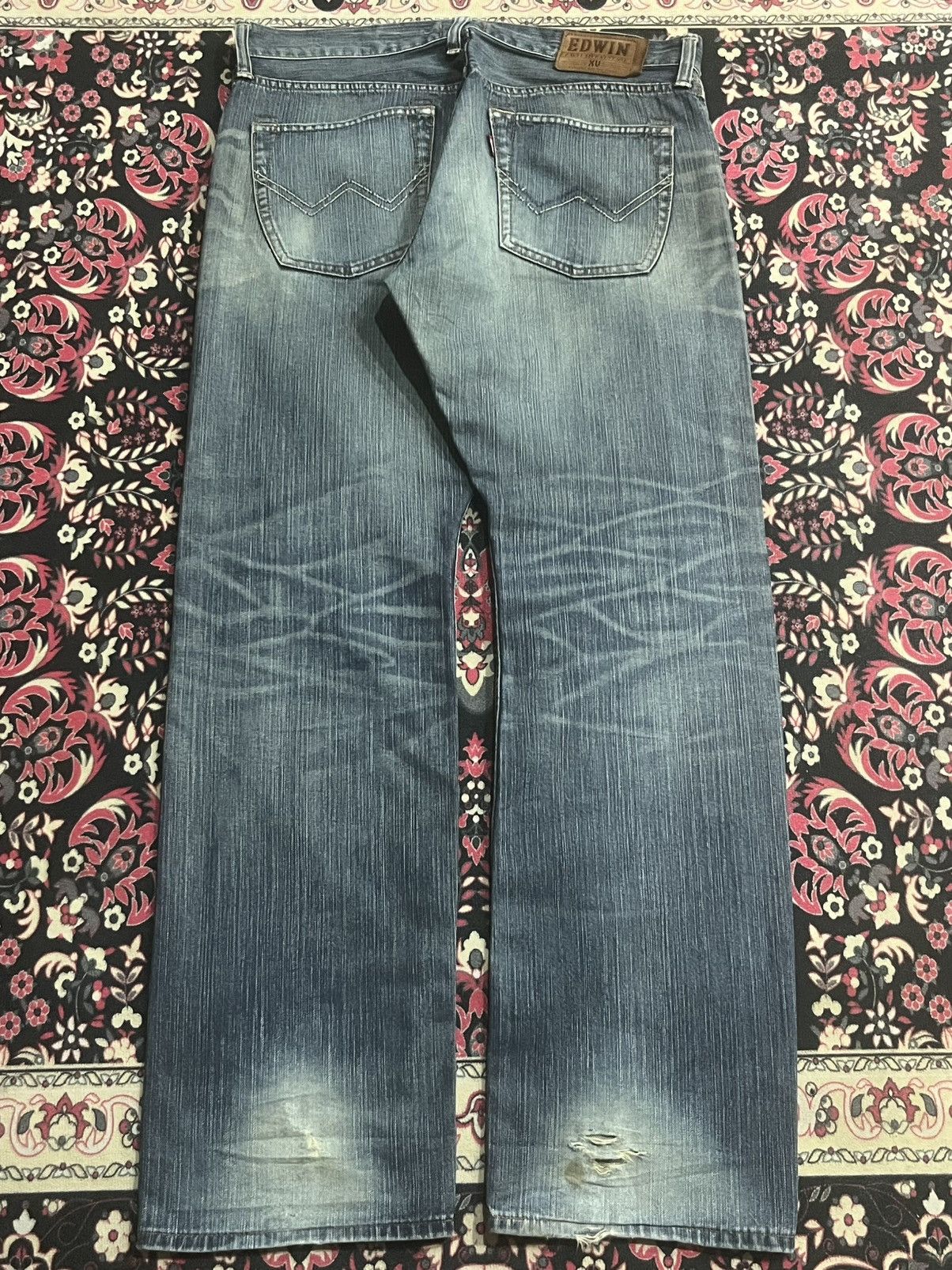 Edwin Vintage Edwin XVS Japan Blue Washed Distressed Jeans Size US 34 / EU 50 - 2 Thumbnail