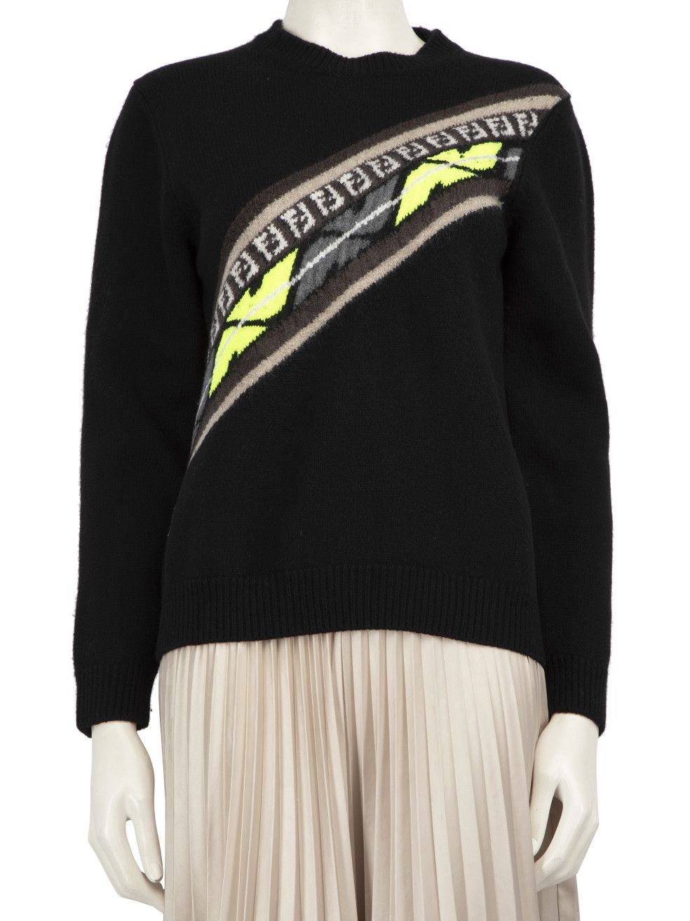 Fendi Black Wool FF Logo Knitted Jumper Size XXL / US 16-18 / IT 52-54 - 1 Thumbnail