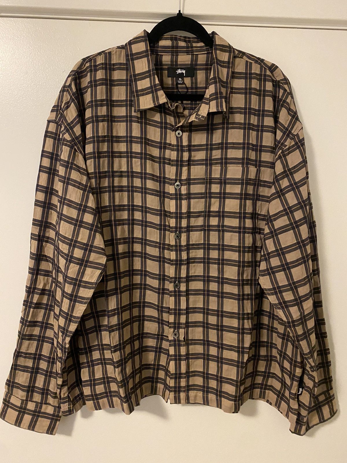 トップス 23ss Stussy Bay Plaid Shirts tan L トップス 23ss Stussy