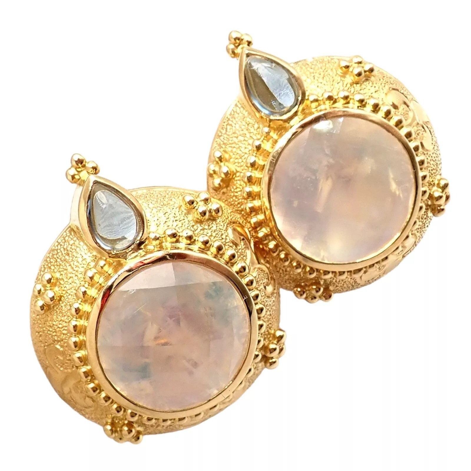 Vintage Paula Crevoshay Gold Aquamarine Moonstone Earrings OOAK Size ONE SIZE - 7 Thumbnail