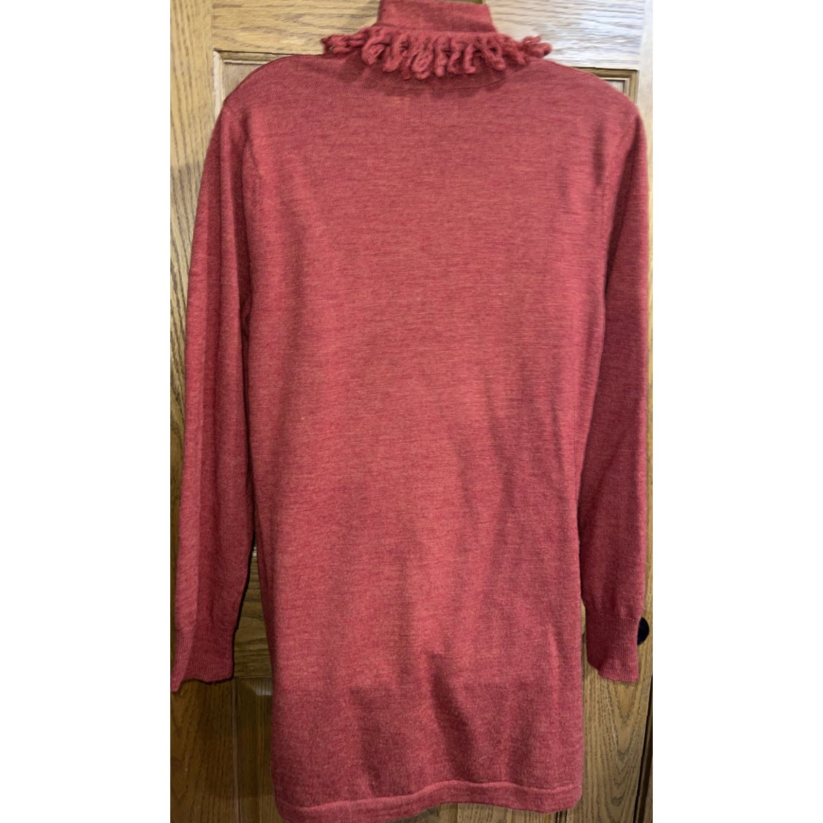 Cynthia Rowley VINTAGE Cynthia Rowley Women’s L Wool Boho Open front Fringe Cardigan Sweater Burnt Orange Womens Size L / US 10 / IT 46 - 2 Thumbnail