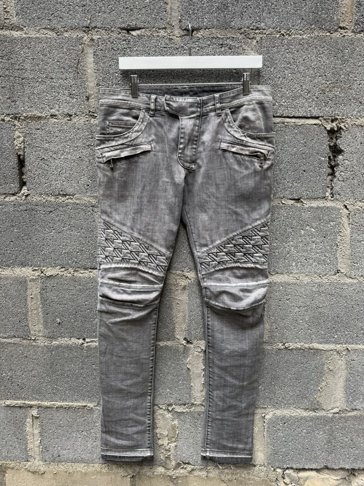 Balmain Balmain Houndstooth Biker Denim Size US 30 / EU 46 - 1 Thumbnail