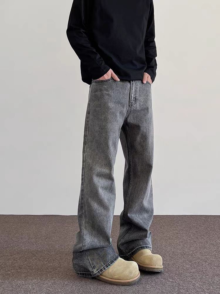 Japanese Brand × Jean Street Aged Smokey Gray Straight Leg Micro Flare Jeans Size US 32 / EU 48 - 4 Thumbnail