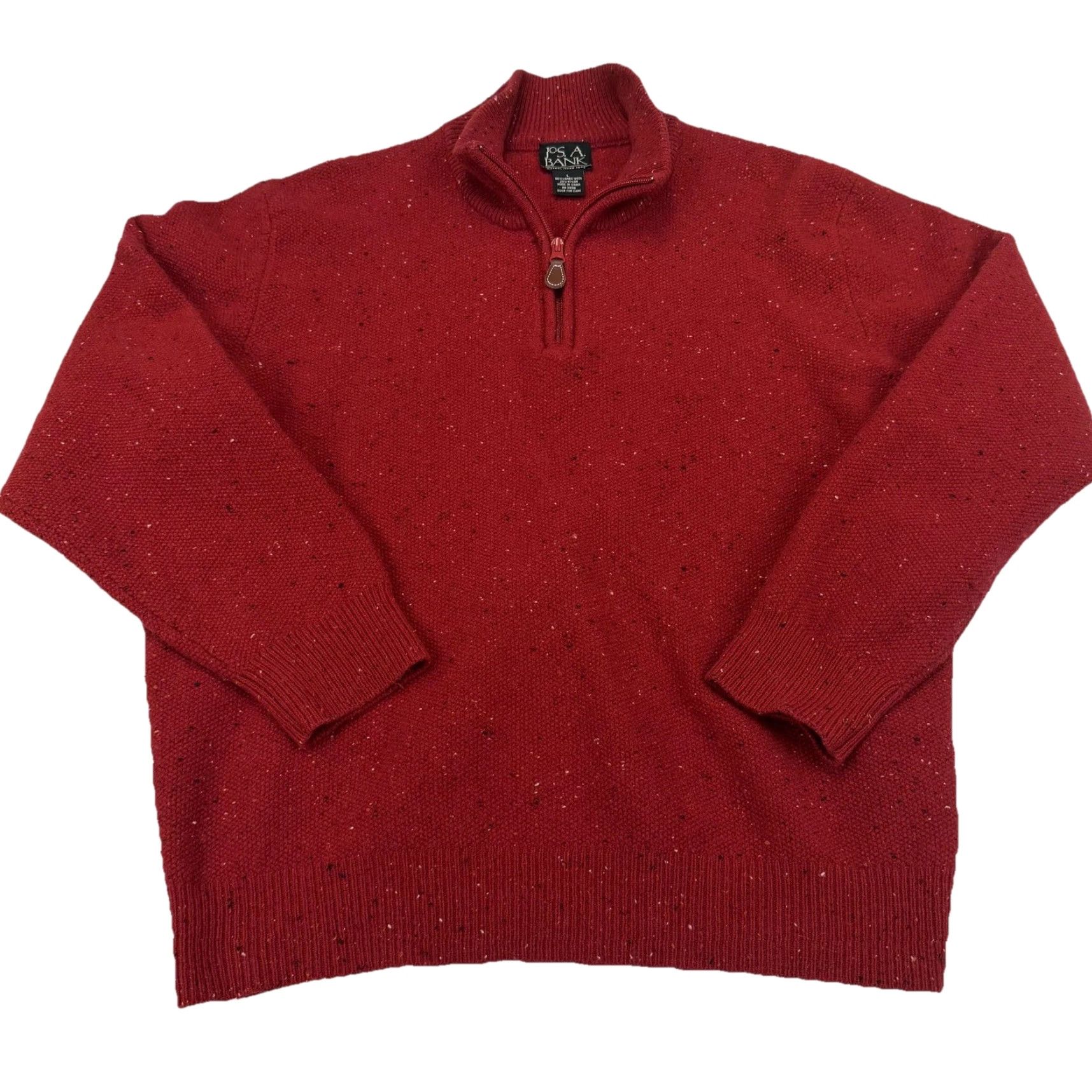 Jos. A. Bank VINTAGE Jos A Bank Sweater Mens Large Red Lambswool Quarter Zip Mock Neck Knit Pullover Size US L / EU 52-54 / 3 - 2 Thumbnail