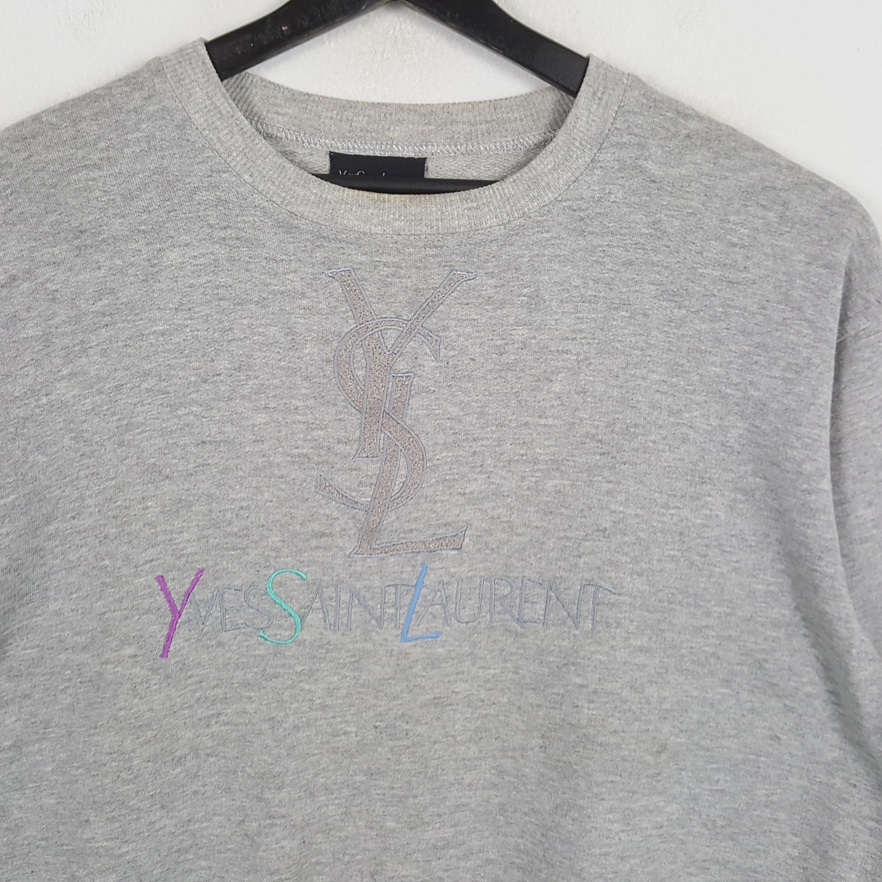 Vintage × Yves Saint Laurent YVES SAINT LAURENT YSL Logo Spellout Design Sweatshirt Size US L / EU 52-54 / 3 - 2 Thumbnail