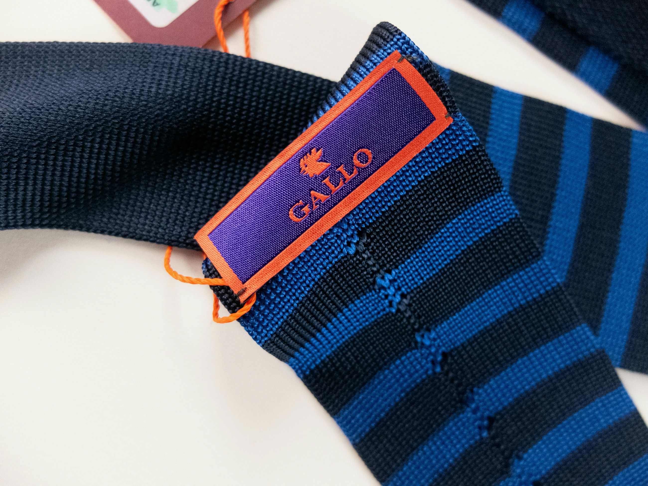 Other GALLO navy blue striped knit skinny silk tie Made in Italy Size ONE SIZE - 4 Thumbnail