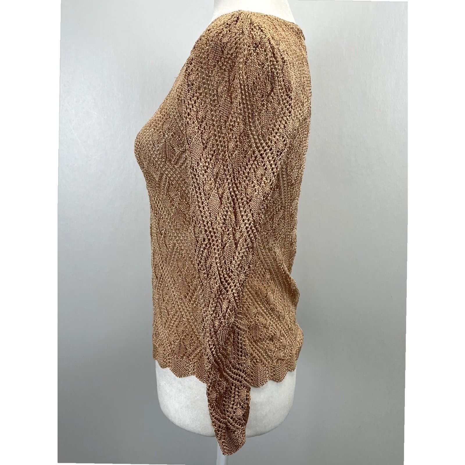 Vintage VINTAGE Prophecy Rose Gold Crochet Look Pullover Sweater Women's Small Made in USA Size S / US 4 / IT 40 - 2 Thumbnail