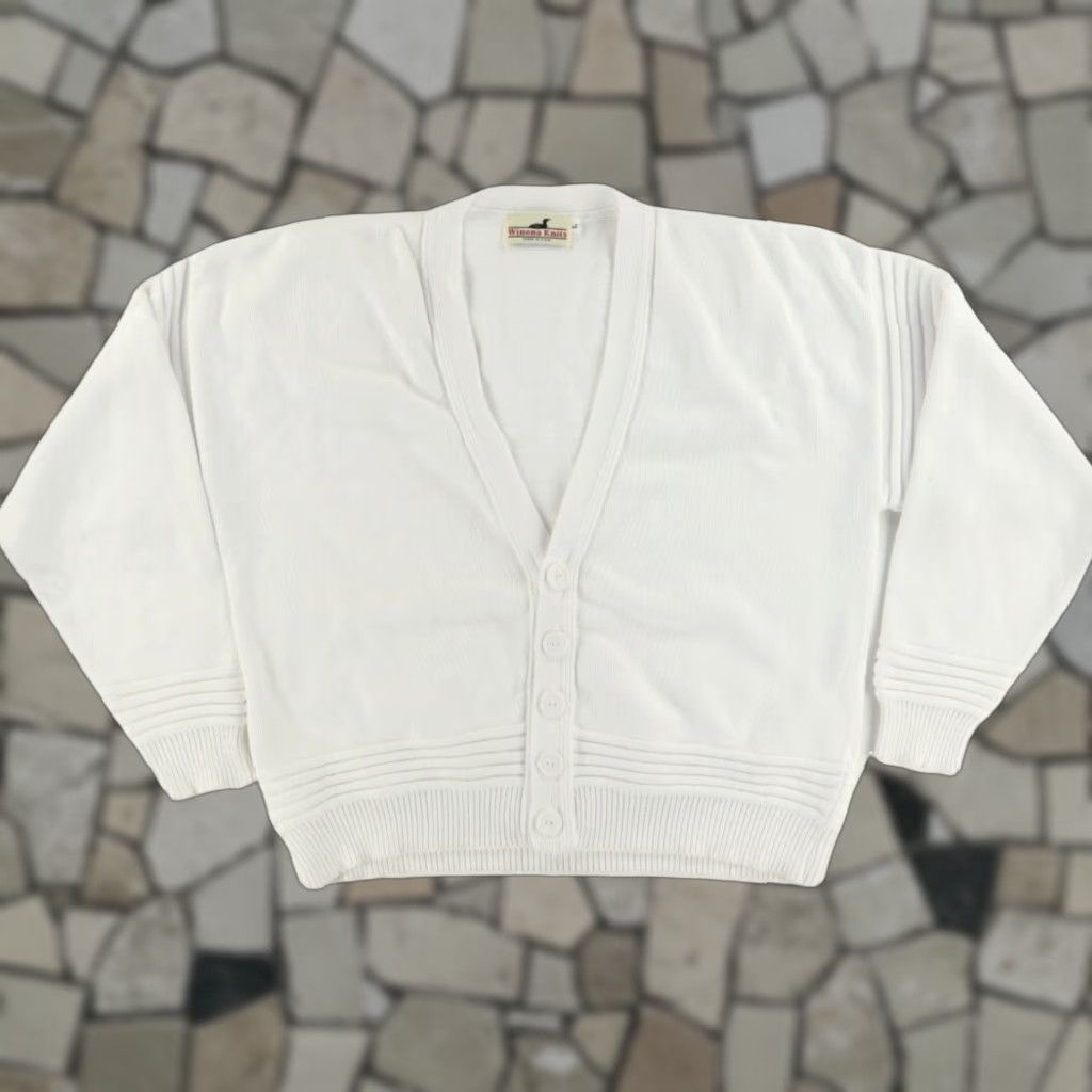 Vintage VTG Winona Knits Cardigan Long Sleeve Sweater White Men's L Shirt Vintage Cardigan Solid Crew Neck Relaxed Fit 24in Pit to Pit 24in Length Mens Size US L / EU 52-54 / 3 - 1 Thumbnail