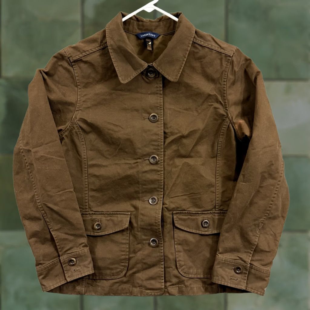 Lands' End Lands' End Jacket Womens Small Brown Waxed Chore Utility Button Outdoor Barn Size S / US 4 / IT 40 - 1 Thumbnail