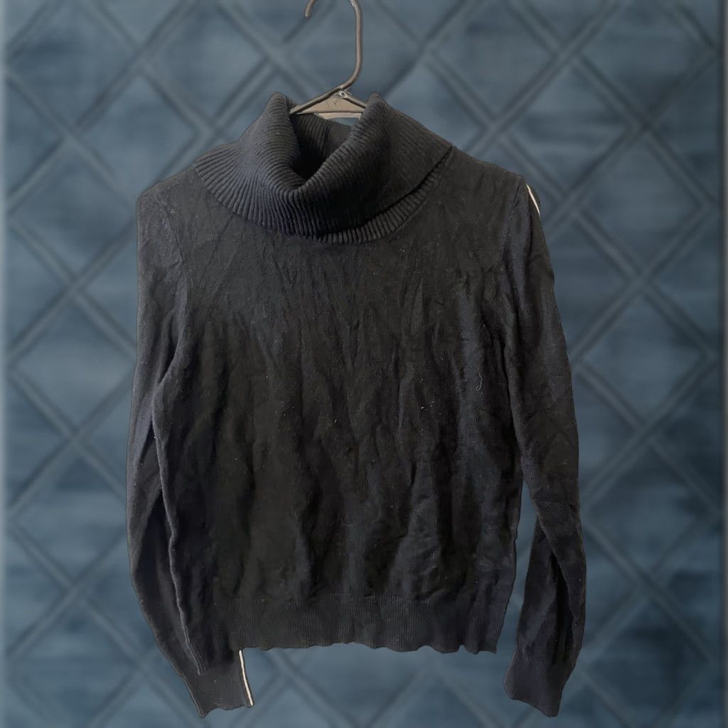 Vintage VINTAGE Calvin Klein Women Pullover Sweater Black Long Sleeve Turtleneck Medium Size M / US 6-8 / IT 42-44 - 1 Thumbnail