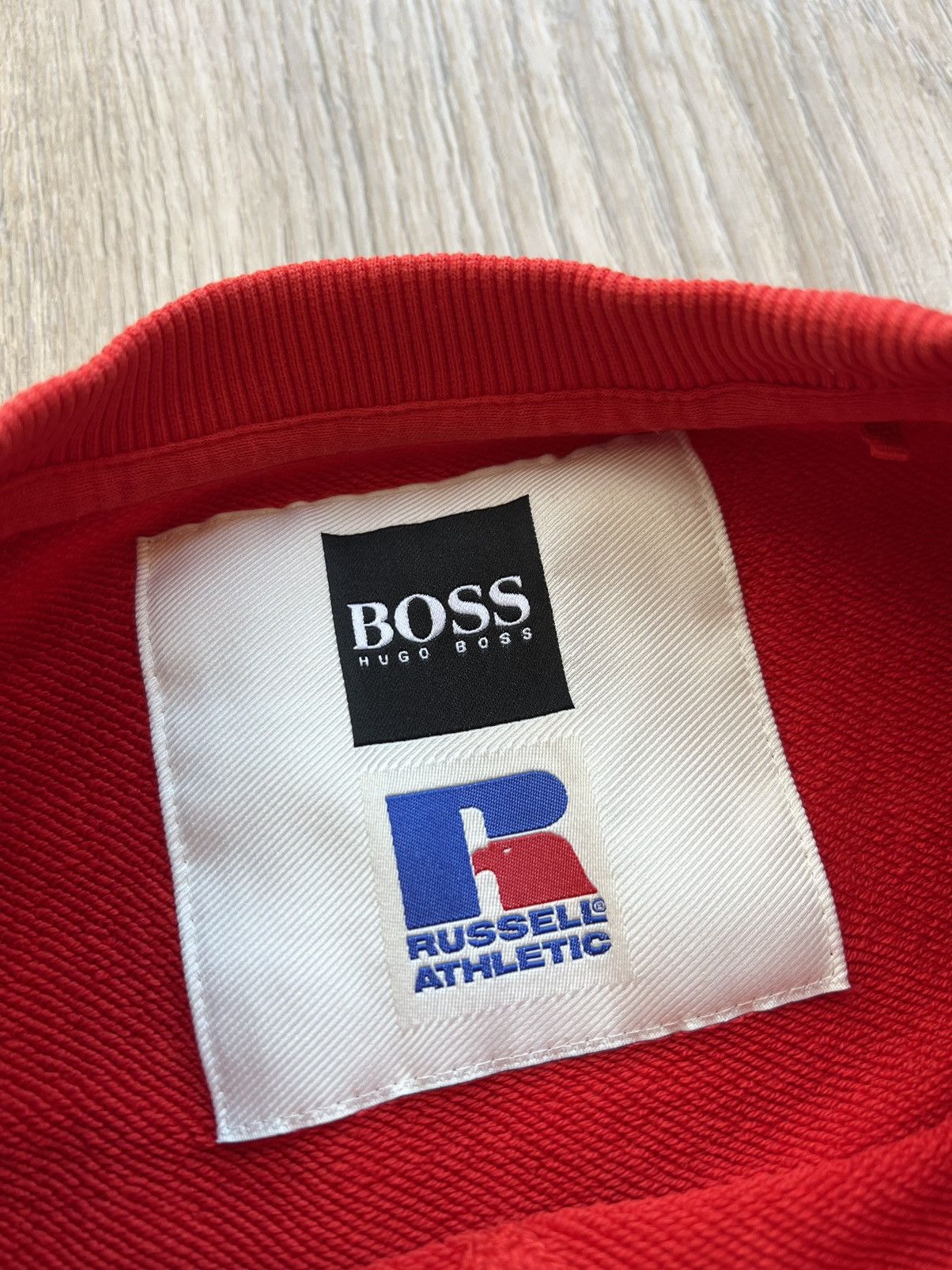 Hugo Boss × Russell Athletic Hugo Boss & Russell Athletic Red Sweatshirt Big Logo Size US S / EU 44-46 / 1 - 7 Thumbnail