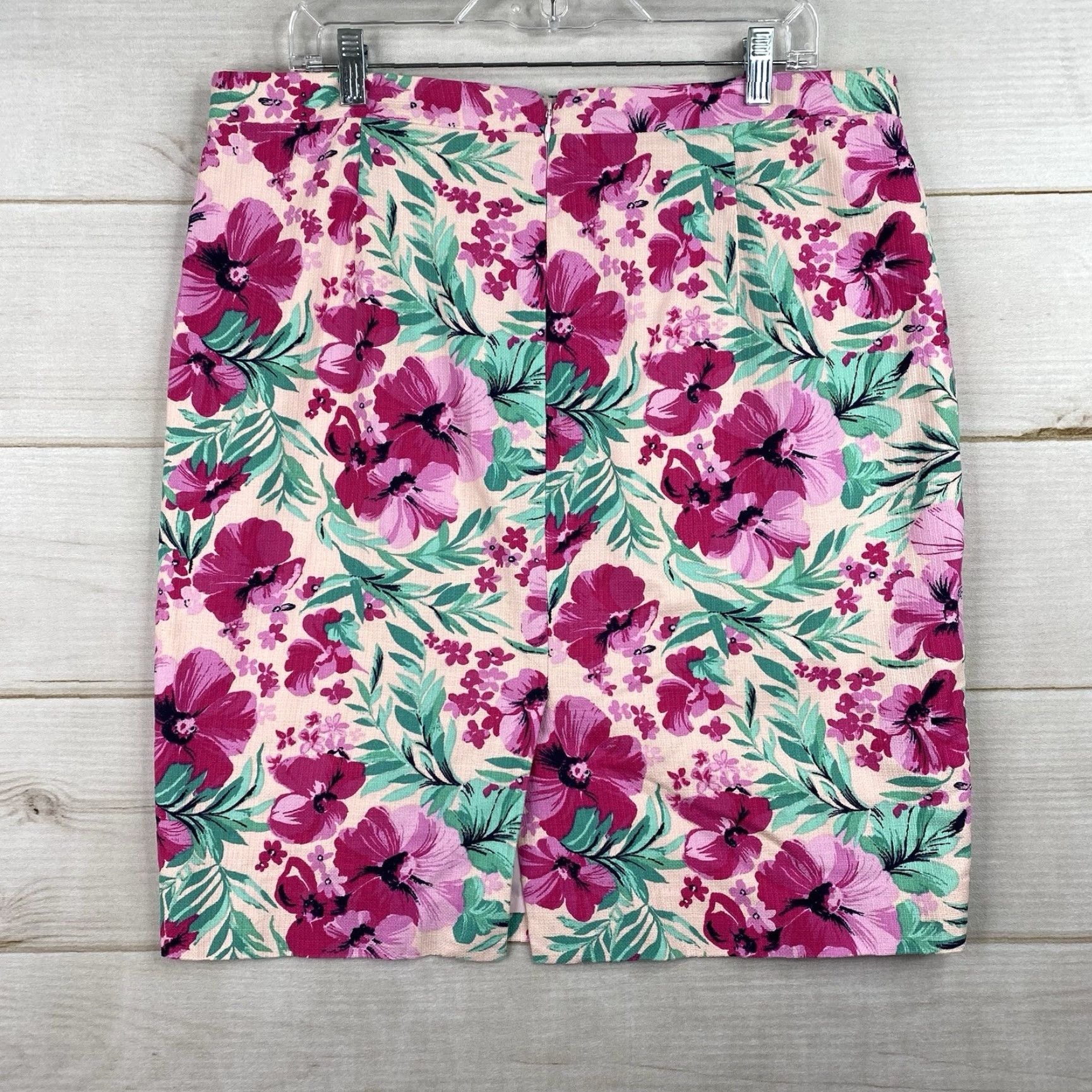 J.Crew J. CREW Skirt Womens 14 Pink Floral Structured Cotton Lined Zip Pencil Preppy Vintage: No Size 36" / US 14 / IT 50 - 7 Thumbnail