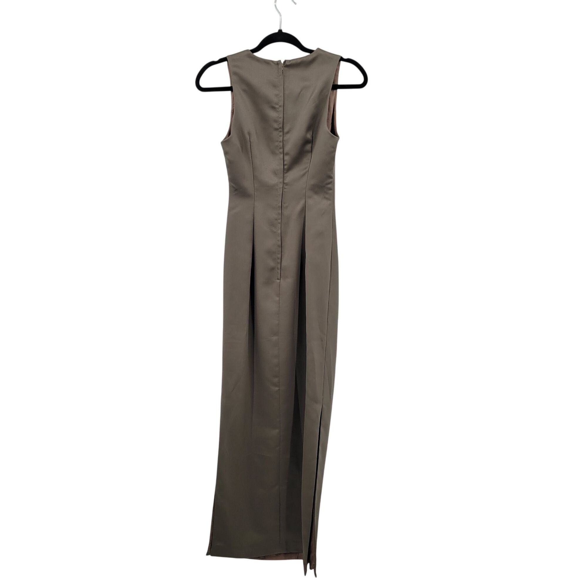 Vintage Vintage Womens Satin Sheath Gown Side Slit Size XS Taupe Neu Size XS / US 0-2 / IT 36-38 - 9 Thumbnail