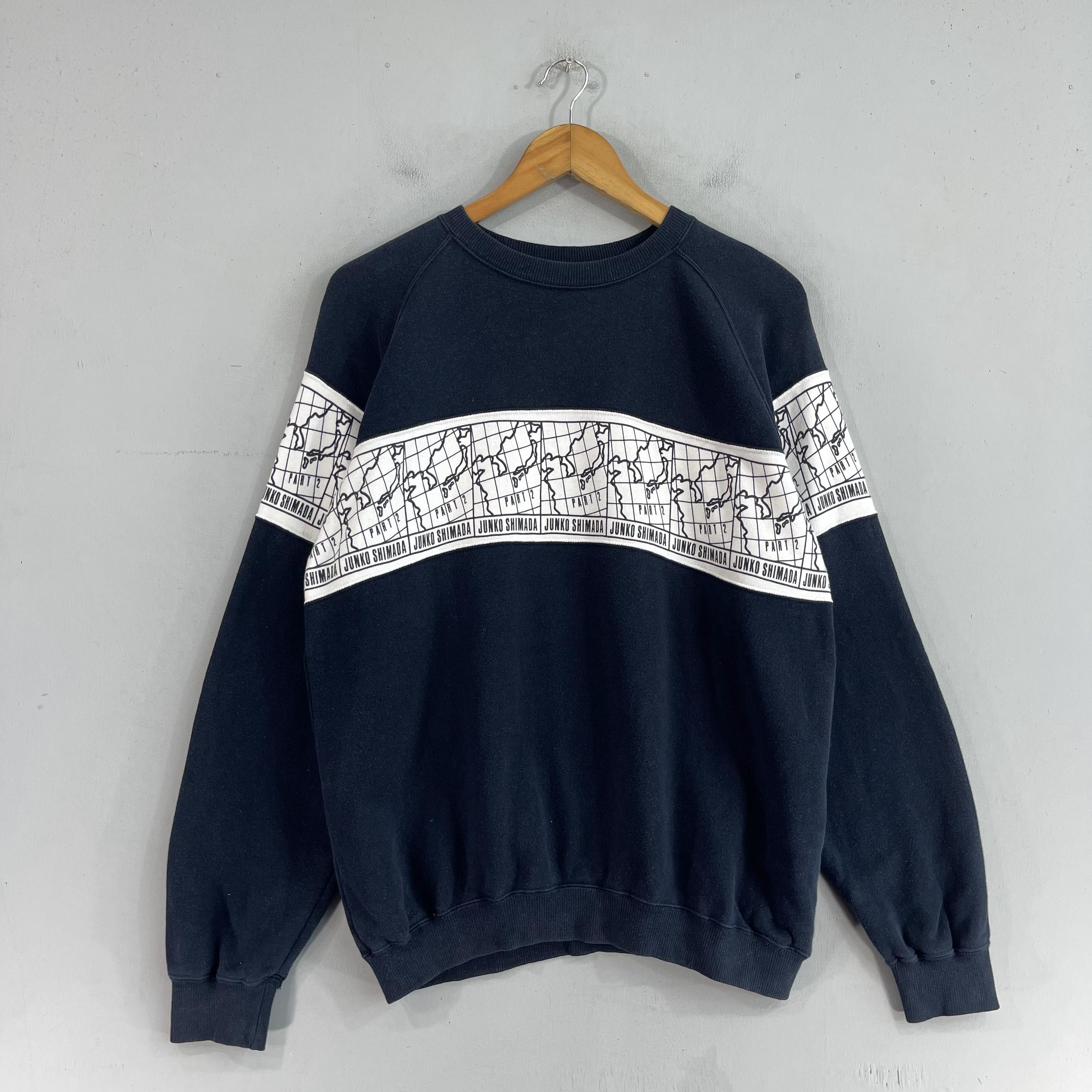 Japanese Brand × Vintage JUNKO SHIMADA World Mapping Stripes Printed Sweatshirt Size US M / EU 48-50 / 2 - 3 Thumbnail
