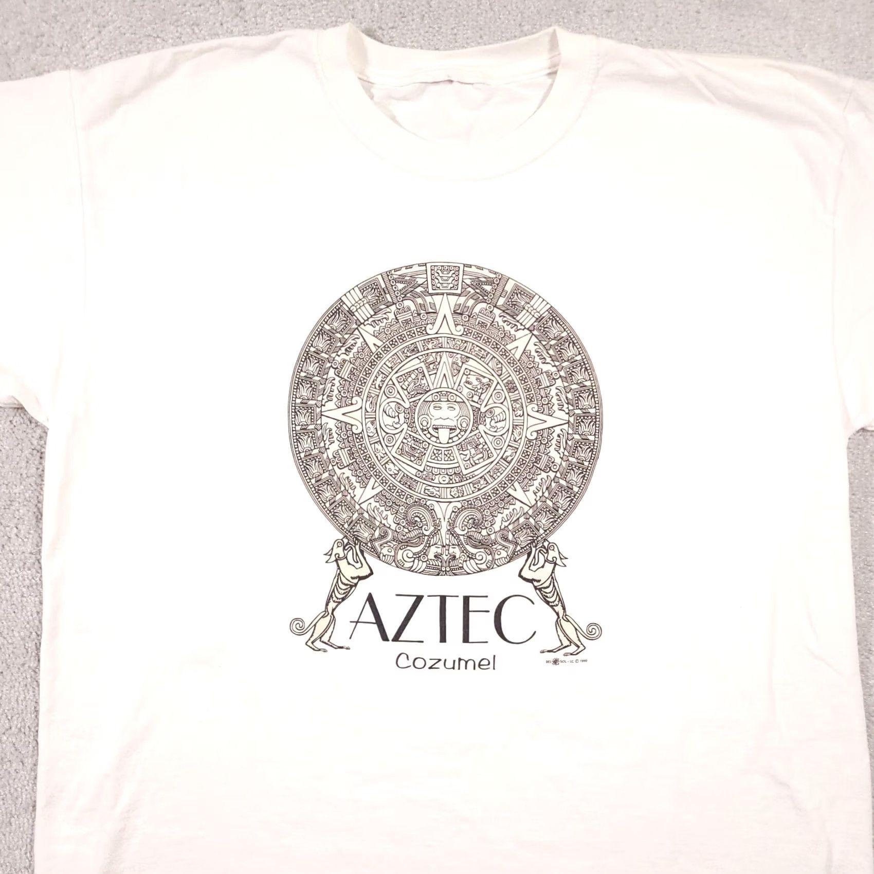 Vintage VINTAGE Cozumel Mexico Travel T Shirt Mens XL/2XL 90s Abstract Mayan Aztec Art Shirt Mens XL Ivory Graphic Print Vintage Aztec 90s Men’s T-Shirt Size US XL / EU 56 / 4 - 3 Thumbnail