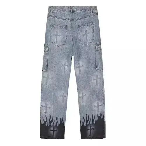 Jean Graffiti Denim Cargo Pants Size US 30 / EU 46 - 4 Thumbnail