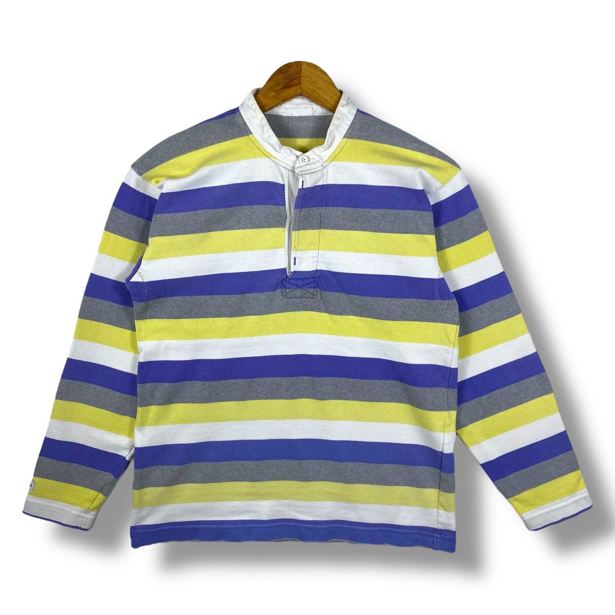 Barbarian × Vintage Vintage BARBARIAN RUGBY WEAR Striped Long Sleeve Tee Shirt Size US M / EU 48-50 / 2 - 1 Thumbnail