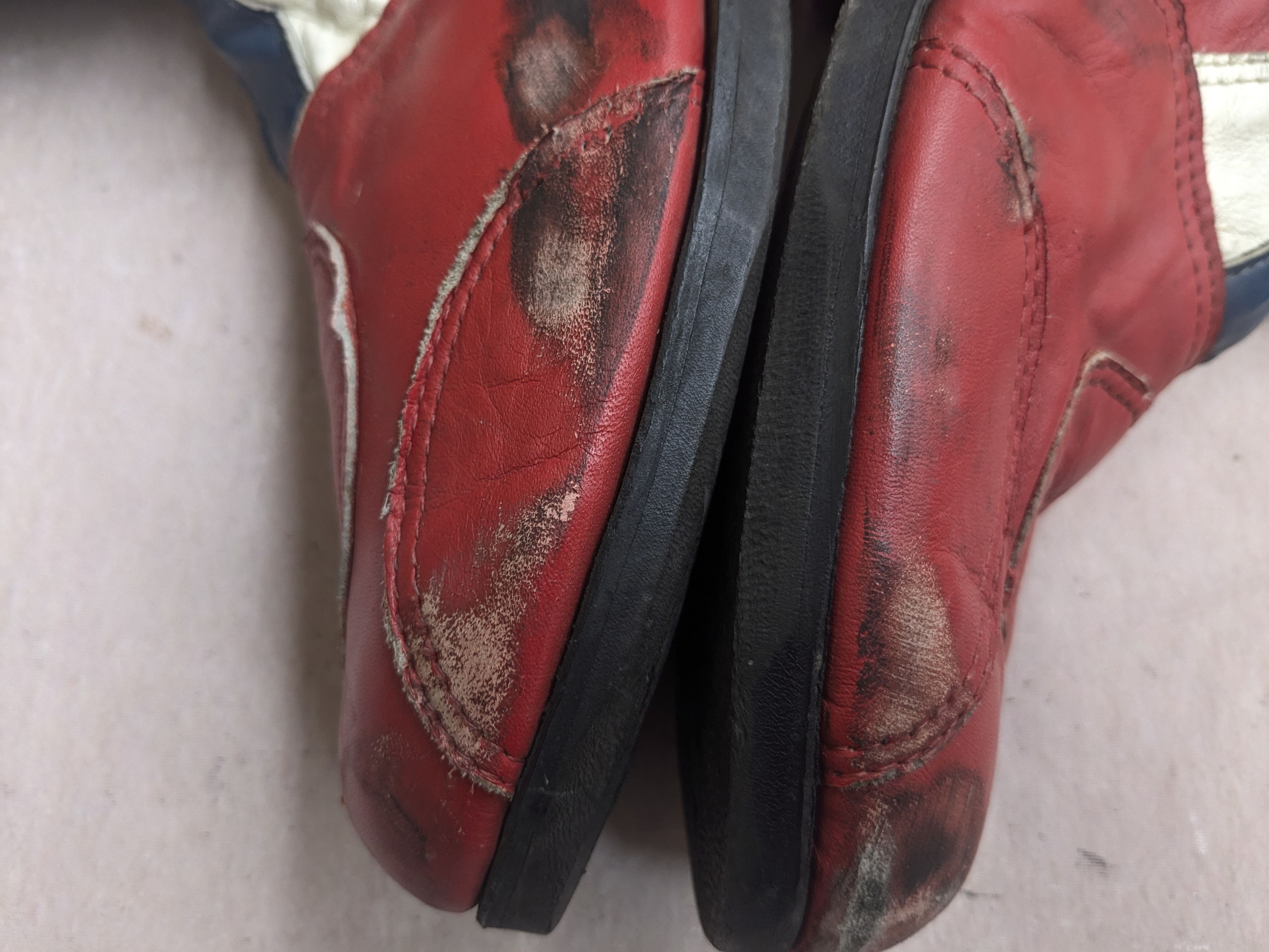 Genuine Leather Vintage Motorcycle Biker Boots Red Blue White 8.5 Leather Size US 8.5 / EU 41-42 - 4 Thumbnail