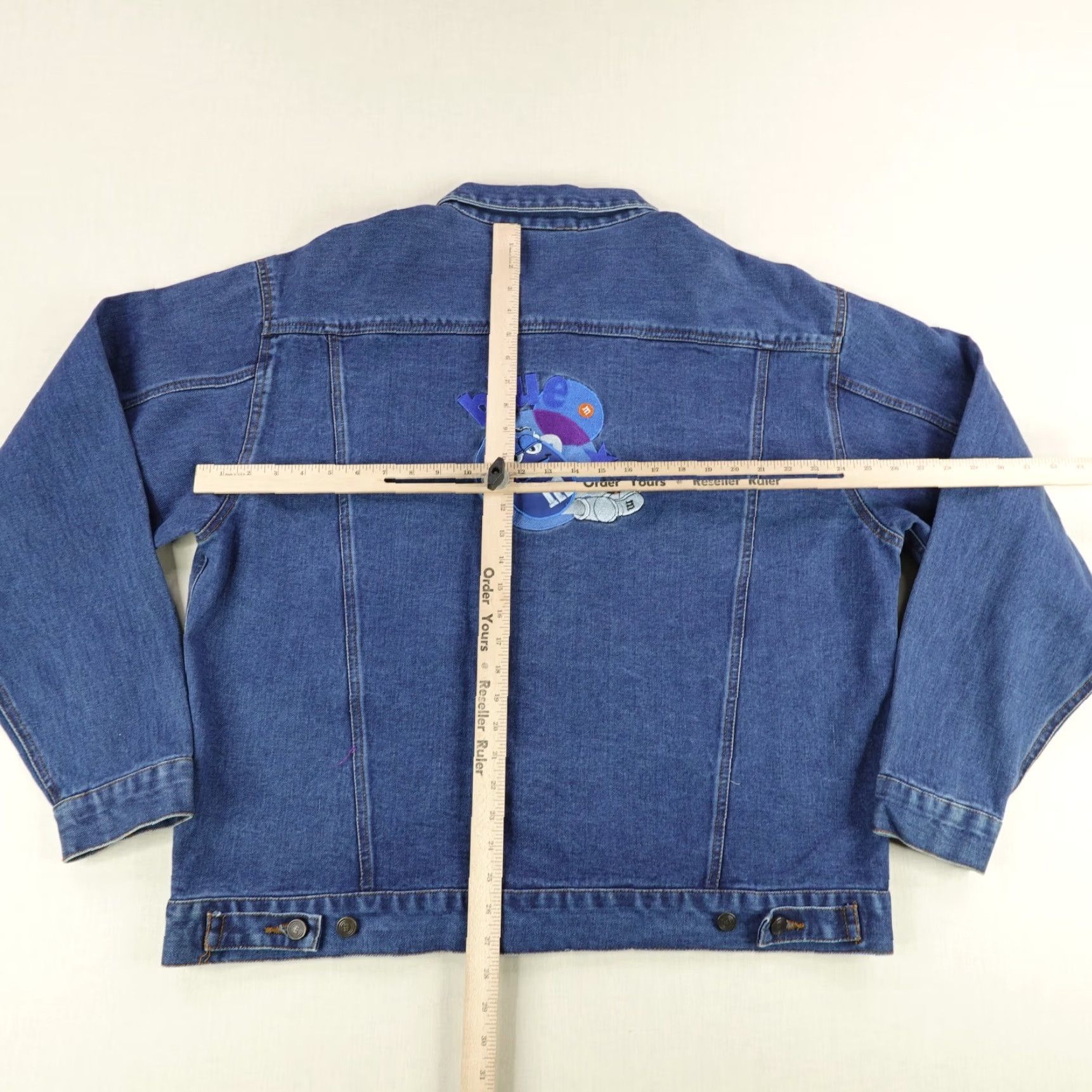 Denime Vintage M&Ms Jacket Mens XXL Blue Denim Button Up Trucker Coat Lau Vegas Size US 39 - 7 Thumbnail