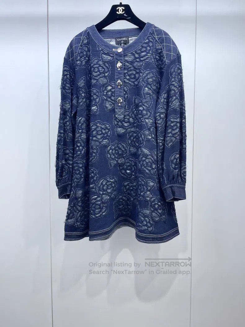Chanel Chanel Heavy industry lace camelia denim stitching jacket Size XS / US 0-2 / IT 36-38 - 1 Thumbnail