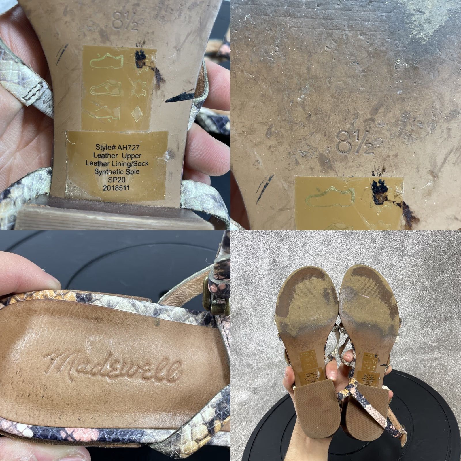 Madewell Madewell The Lori Sandals Womens Size 8.5 Multicolor Snake Embossed Leather Strappy Casual Outdoor Size US 6.5 / IT 36.5 - 8 Thumbnail