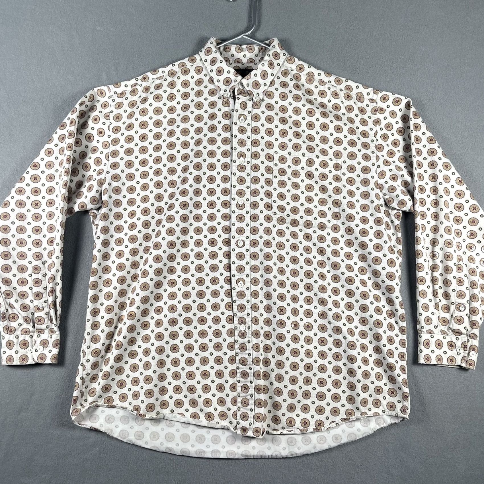Vintage Cambridge Classics Shirt Mens XL Beige Brown Geometric Print Button Up Pocket Shirt Size US XL / EU 56 / 4 - 2 Thumbnail