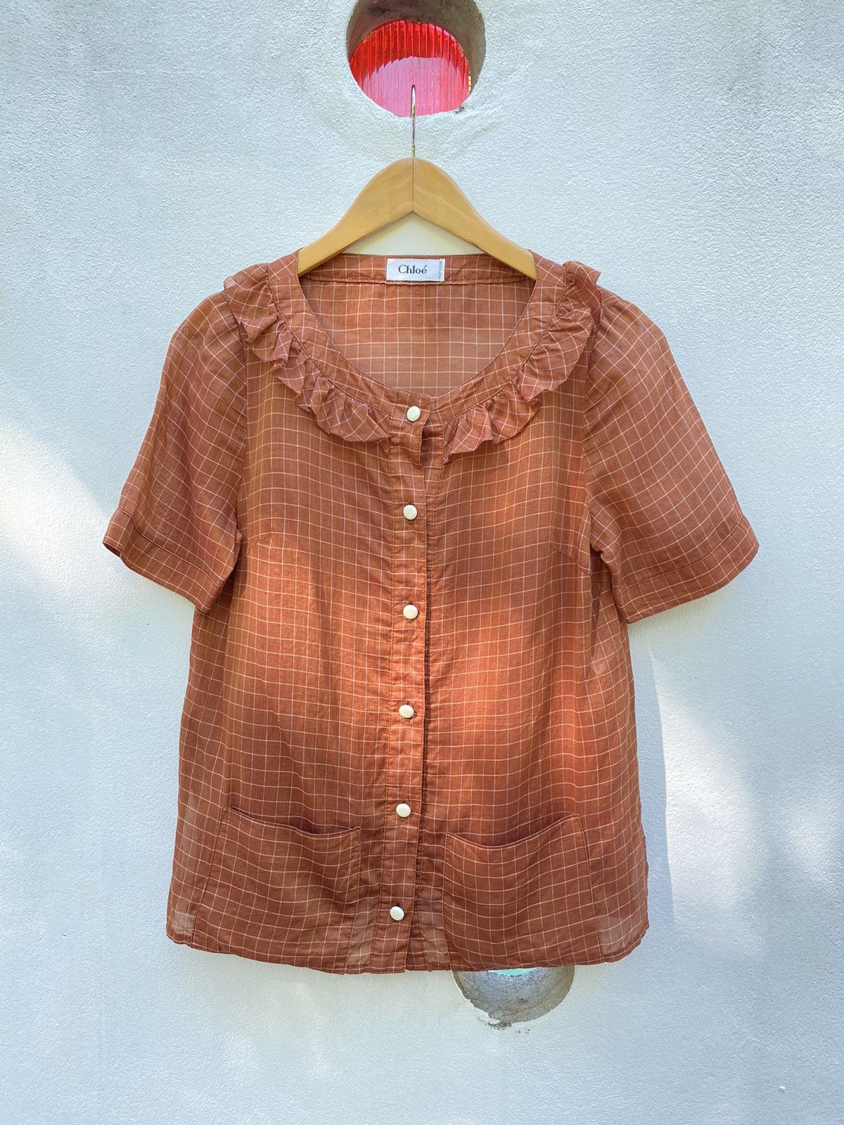 Chloe Chloe Plaid Shirt with Round Neck and Ruffles Size M / US 6-8 / IT 42-44 - 1 Thumbnail