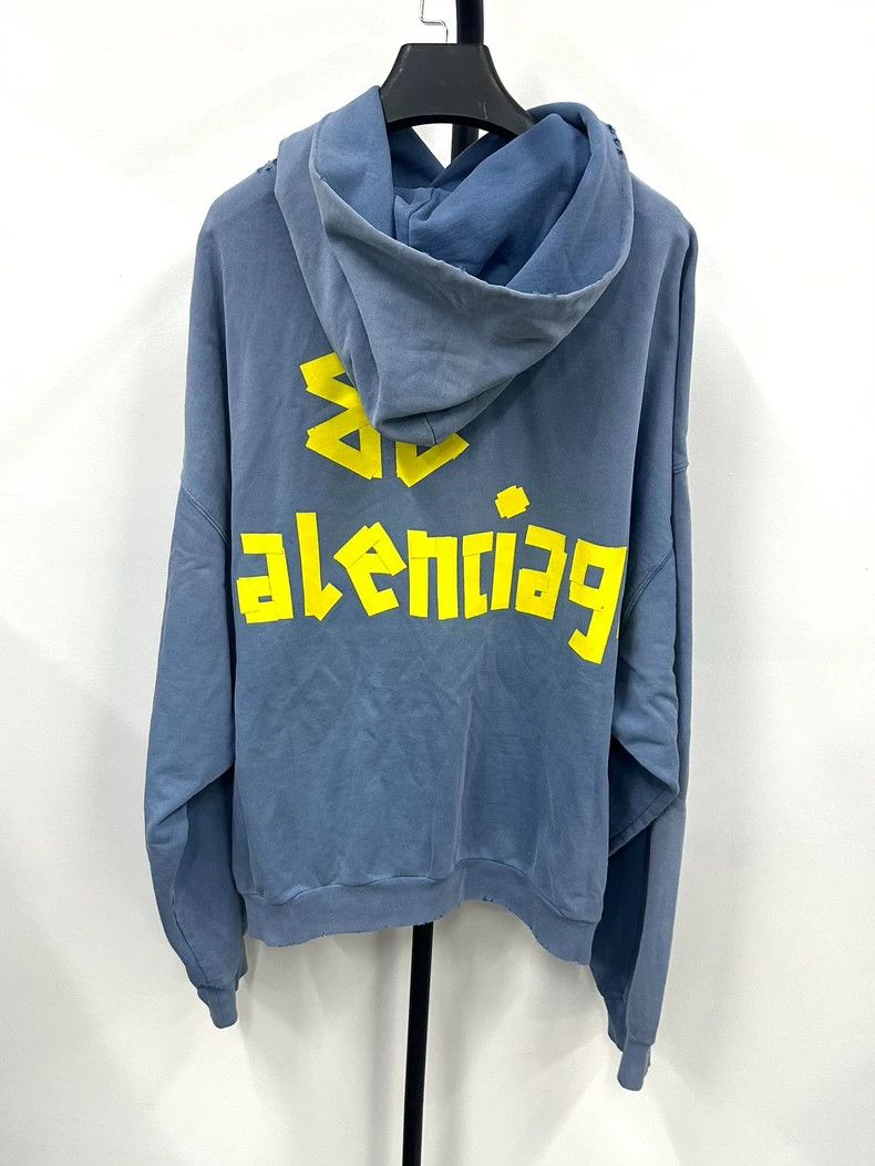 Balenciaga Balenciaga 23SS Smog Blue Tape TAPE Masking Paper Hoodie 25 Size US XL / EU 56 / 4 - 2 Thumbnail
