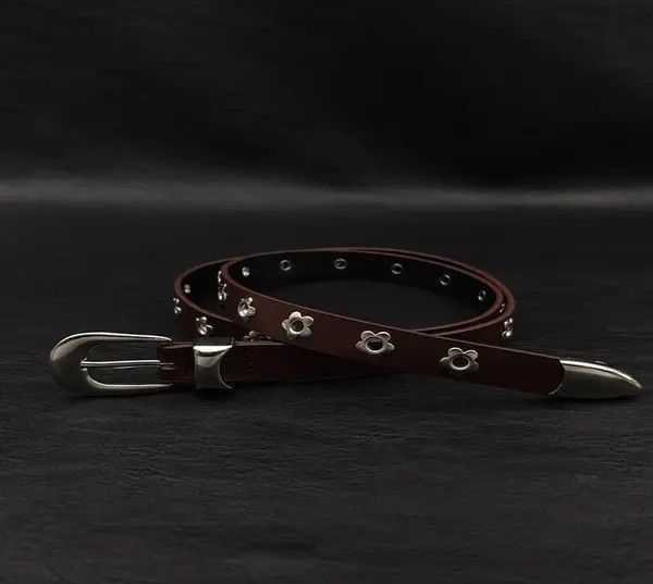 Vision Streetwear Leather Belt with Floral Studs Size ONE SIZE - 7 Thumbnail