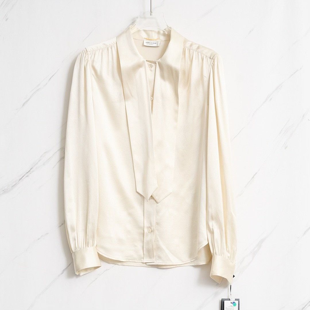 Saint Laurent Paris Saint Laurent Women's Satin Ribbon Top Size S / US 4 / IT 40 - 1 Thumbnail