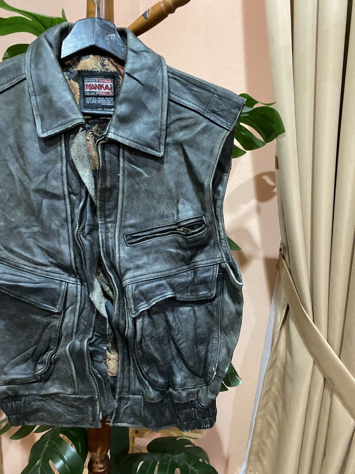 Japanese Brand Vintage NANKAI Leather Motorcycle Vest Black 90s Japan Size US L / EU 52-54 / 3 - 5 Thumbnail