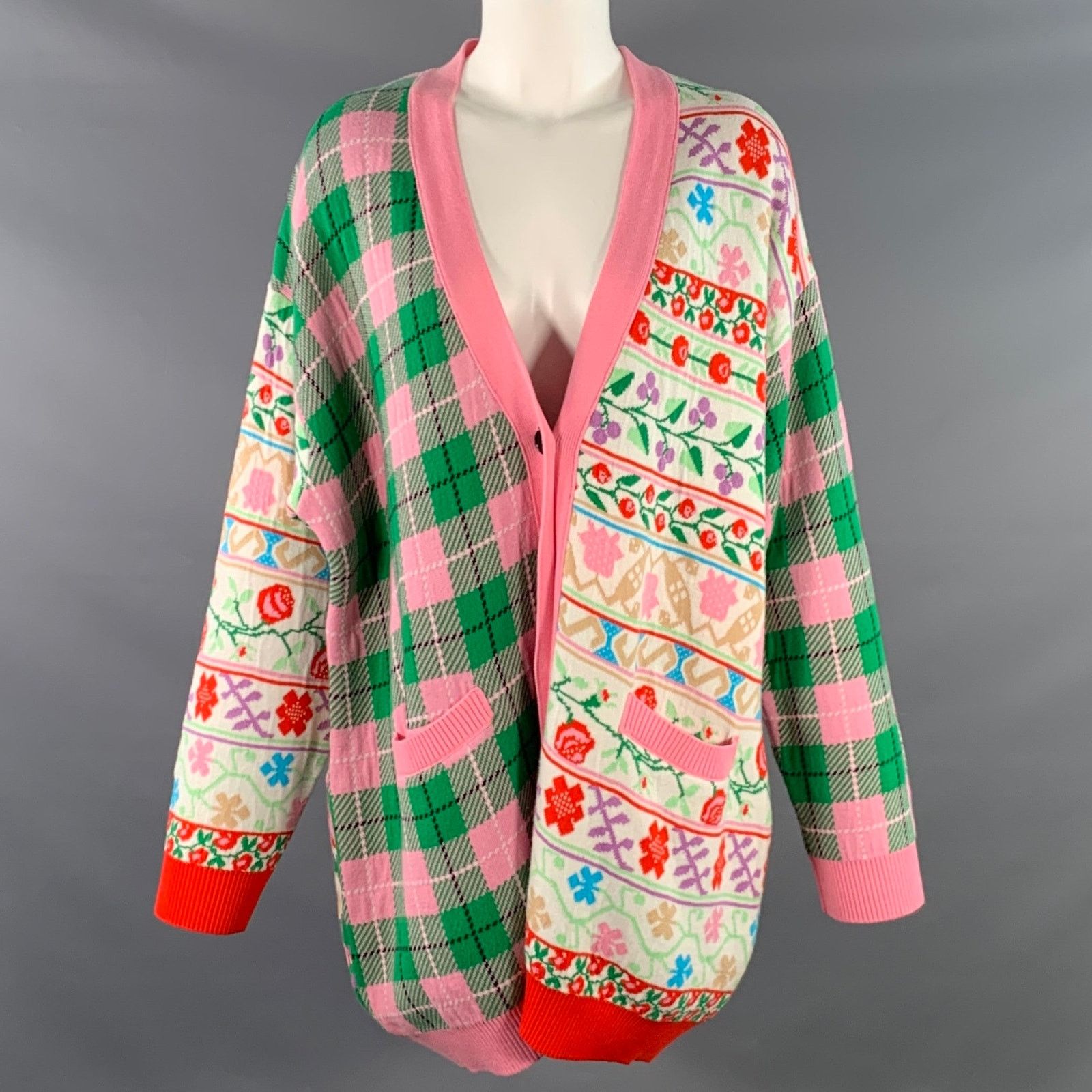 Multi Color Viscose Floral Oversized Mixed Patterns Cardigan