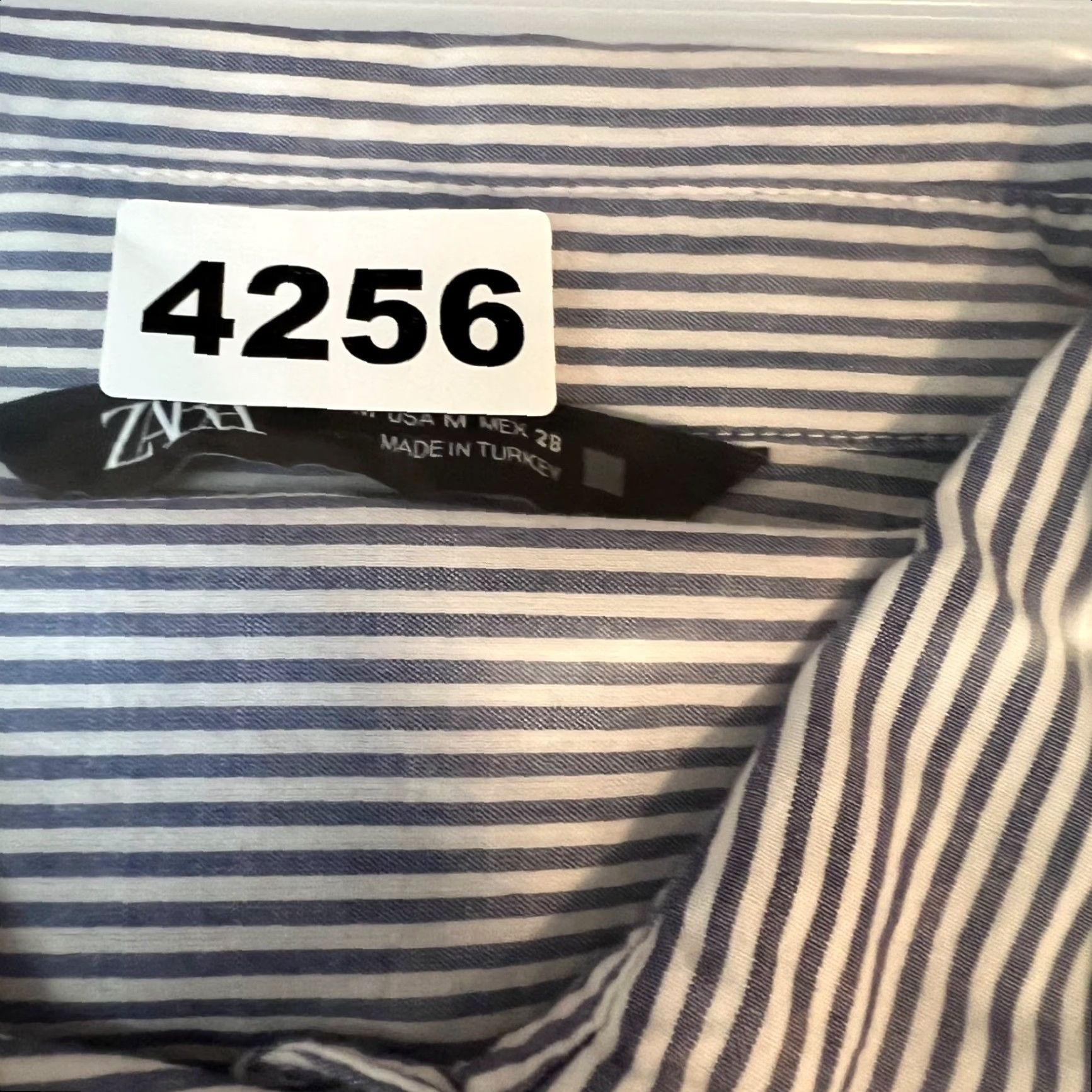 Zara Zara Shirt Striped Short Sleeve Button-Up Blue White Womens Medium Cotton Size M / US 6-8 / IT 42-44 - 7 Thumbnail