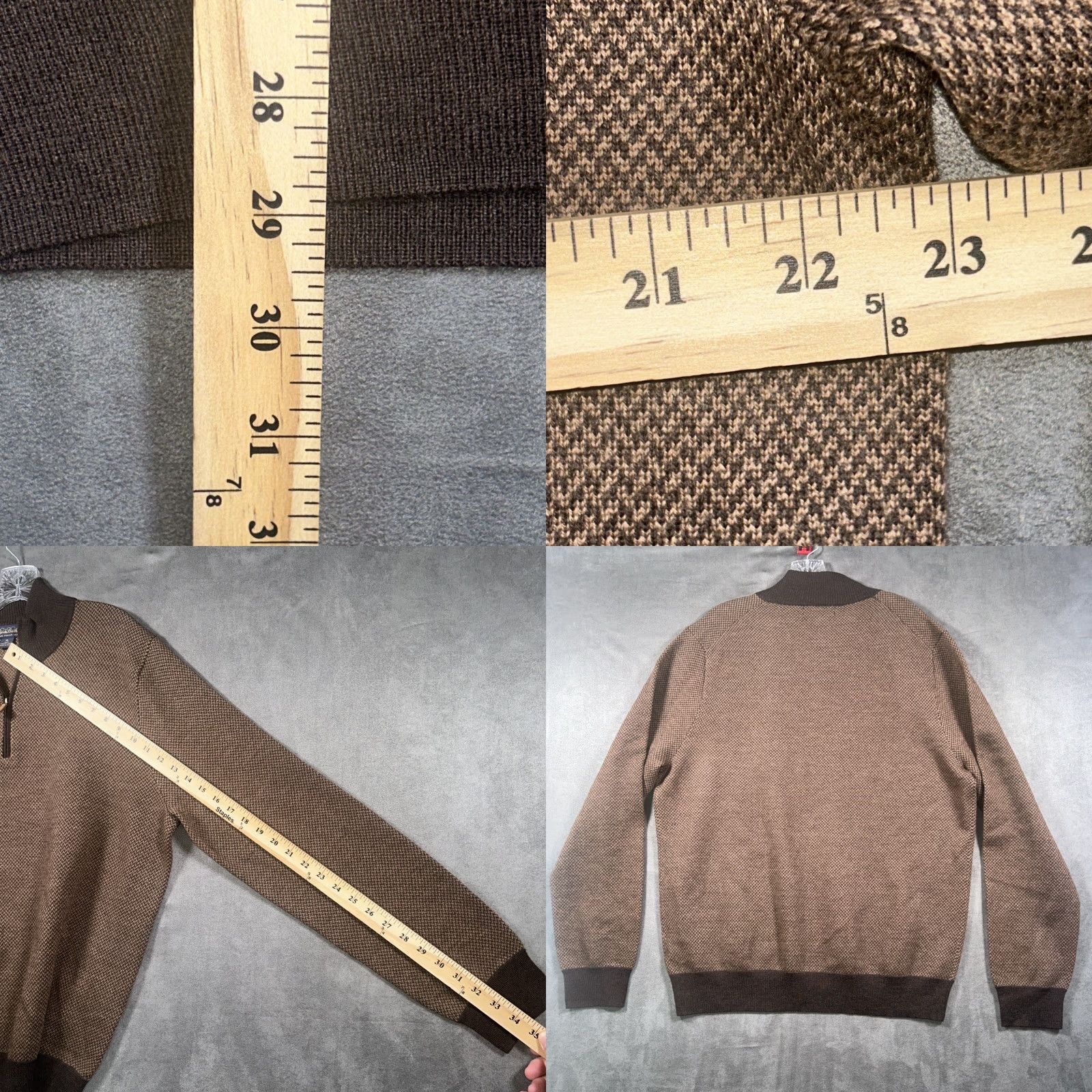 Brooks Brothers Brooks Brothers Sweater 1/4 Zip XL Mens Knit Wool Brown Pullover Regular 100% Merino Lightweight Office Business Casual Workwear Italian Size US XL / EU 56 / 4 - 8 Thumbnail