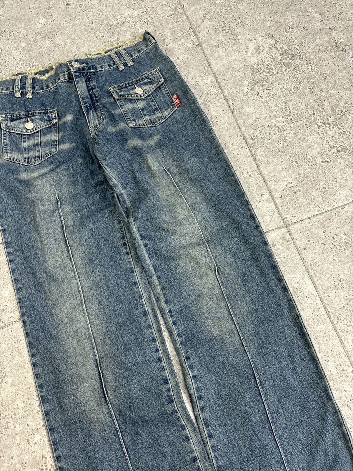Japanese Brand × Vintage Archive Japanese Distressed Faded Fur Denim Pants Wideleg Size 30" / US 8 / IT 44 - 4 Thumbnail