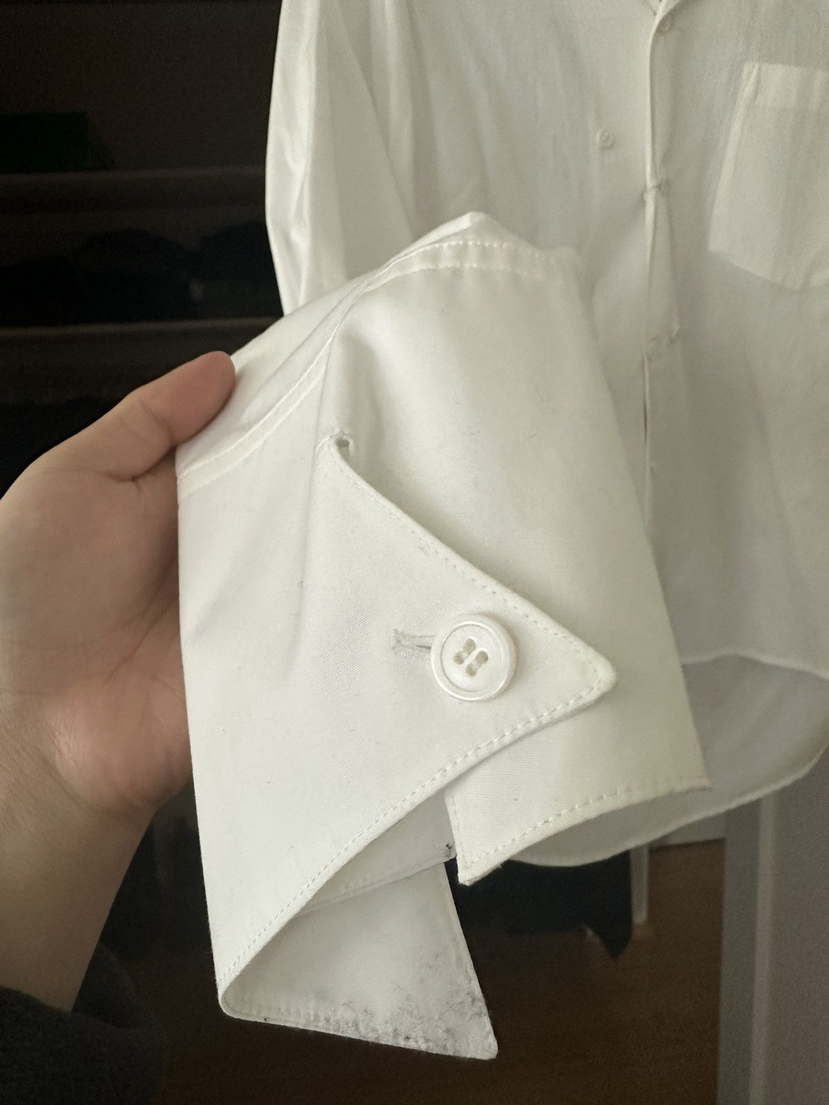 Sulvam Sulvam White Asymmetric Open Collar Shirt Size US M / EU 48-50 / 2 - 4 Thumbnail