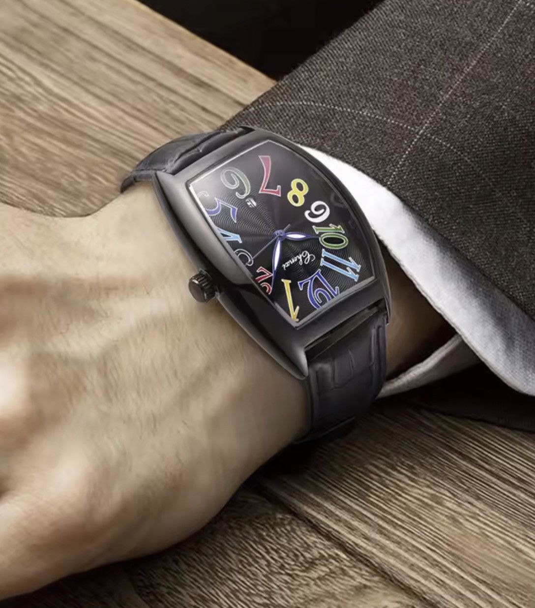 Vintage Vintage 90s black dial luxury style quartz silver watch Size ONE SIZE - 1 Thumbnail