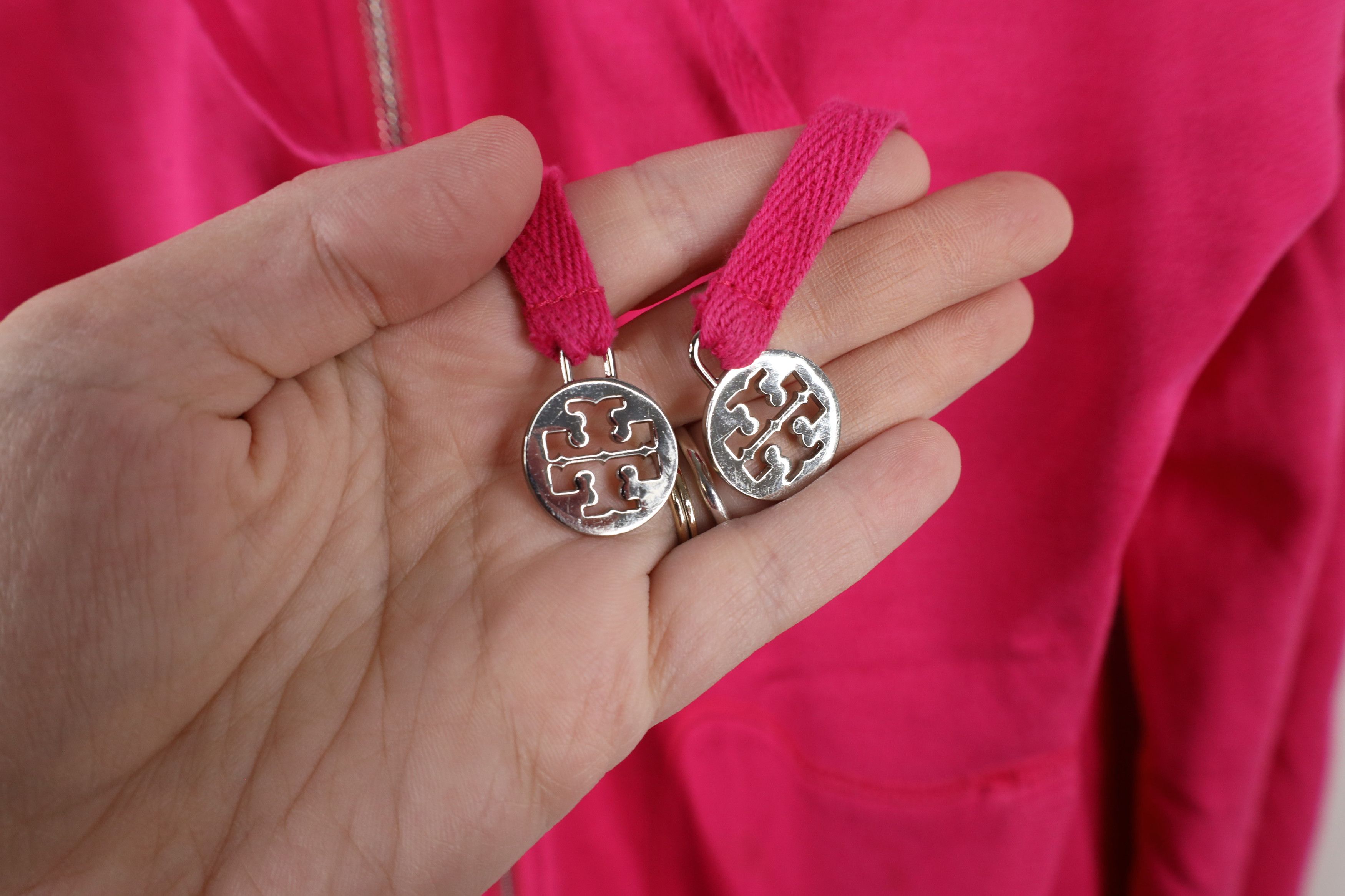 Tory Burch × Vintage Tory Burch Big Logo French Terry Full Zip Hoodie Pink Size M / US 6-8 / IT 42-44 - 4 Thumbnail