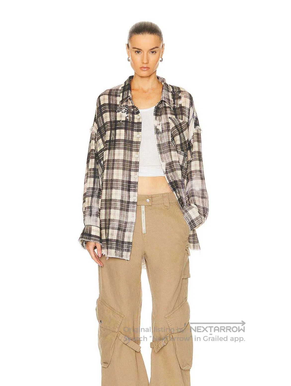 R13 R13 Distressed Frayed Loose Plaid Shirt Size US S / EU 44-46 / 1 - 6 Thumbnail