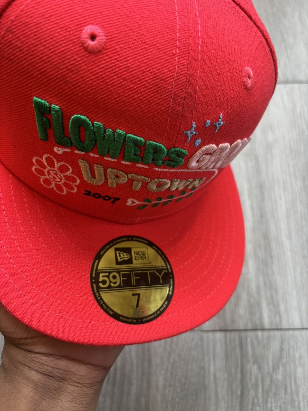 New Era Jae Tip Pink New Era Fitted Hat Uptown Grows Flowers Size ONE SIZE - 6 Thumbnail