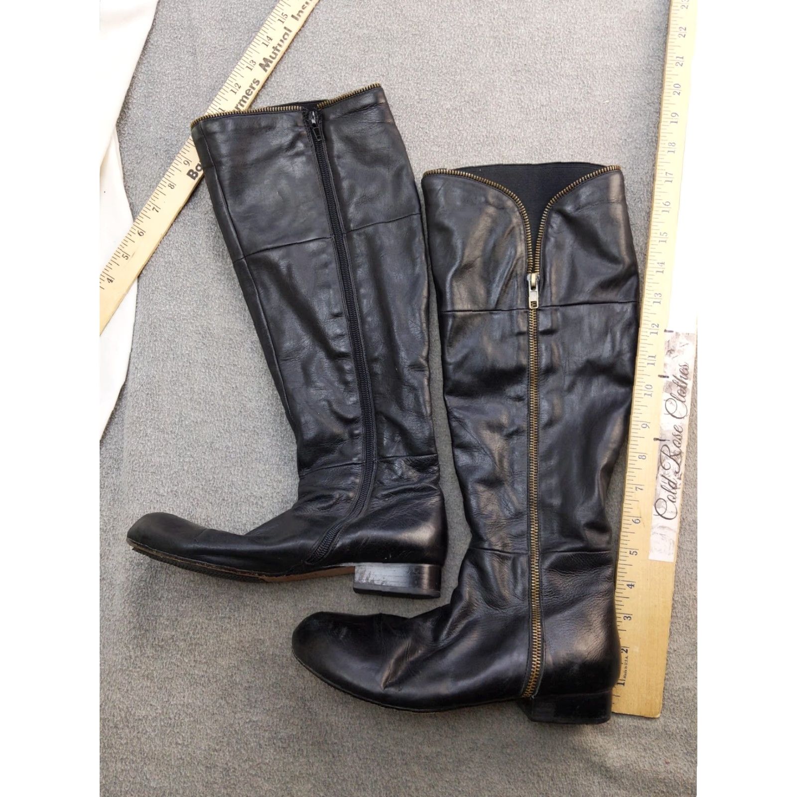 Vintage Miz Mooz Leigh Boots Womens 7 Black Leather Knee High Riding Tall Zip Boots Size US 7 / IT 37 - 2 Thumbnail