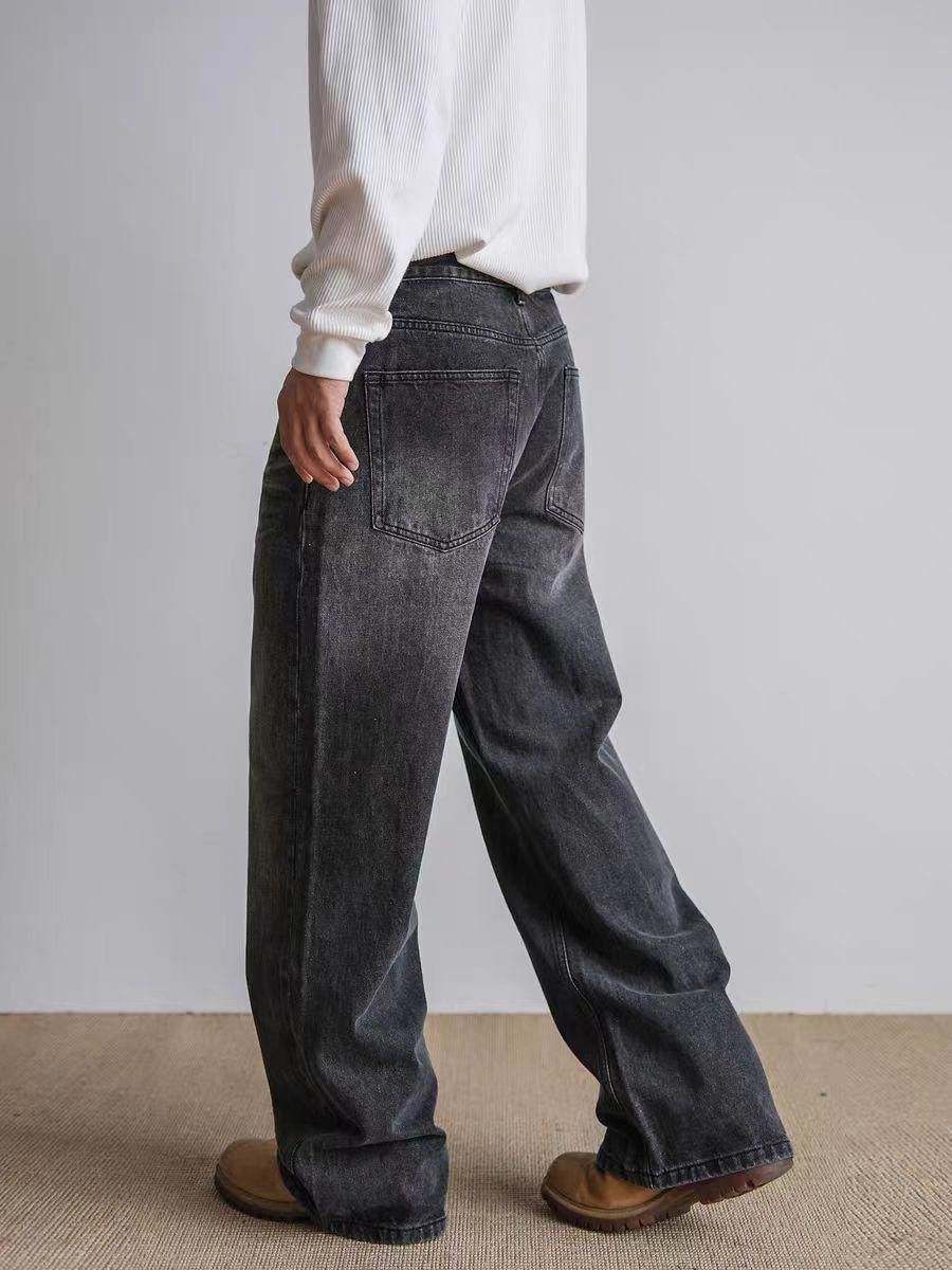 Vintage Whiskered Washed Wide Leg Denim Jeans Size US 32 / EU 48 - 3 Thumbnail