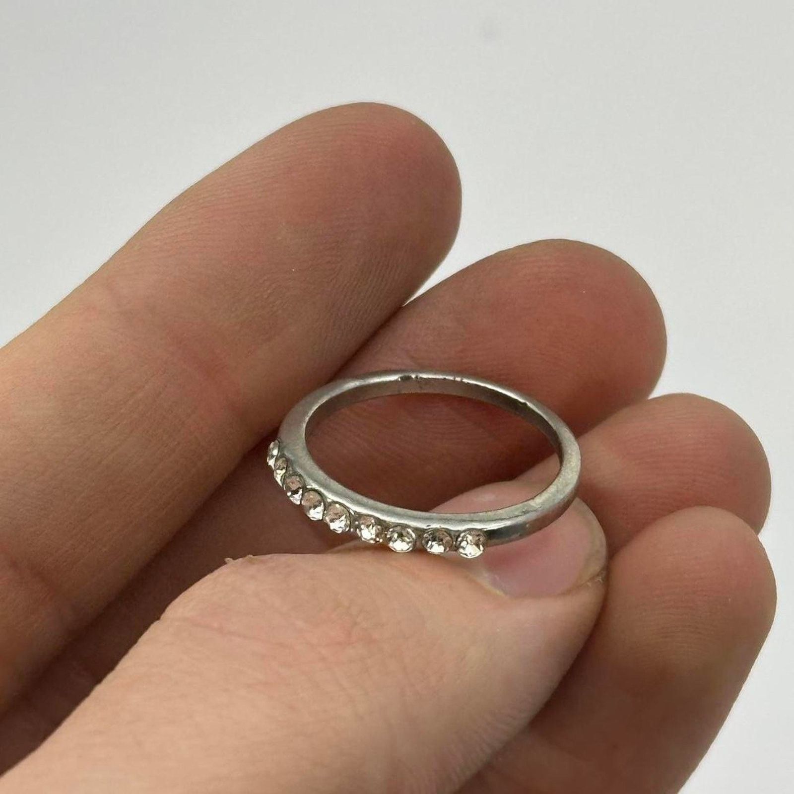 Vintage Vintage Silver BAsic Mini Studded Diamond Band Ring Size ONE SIZE - 5 Thumbnail