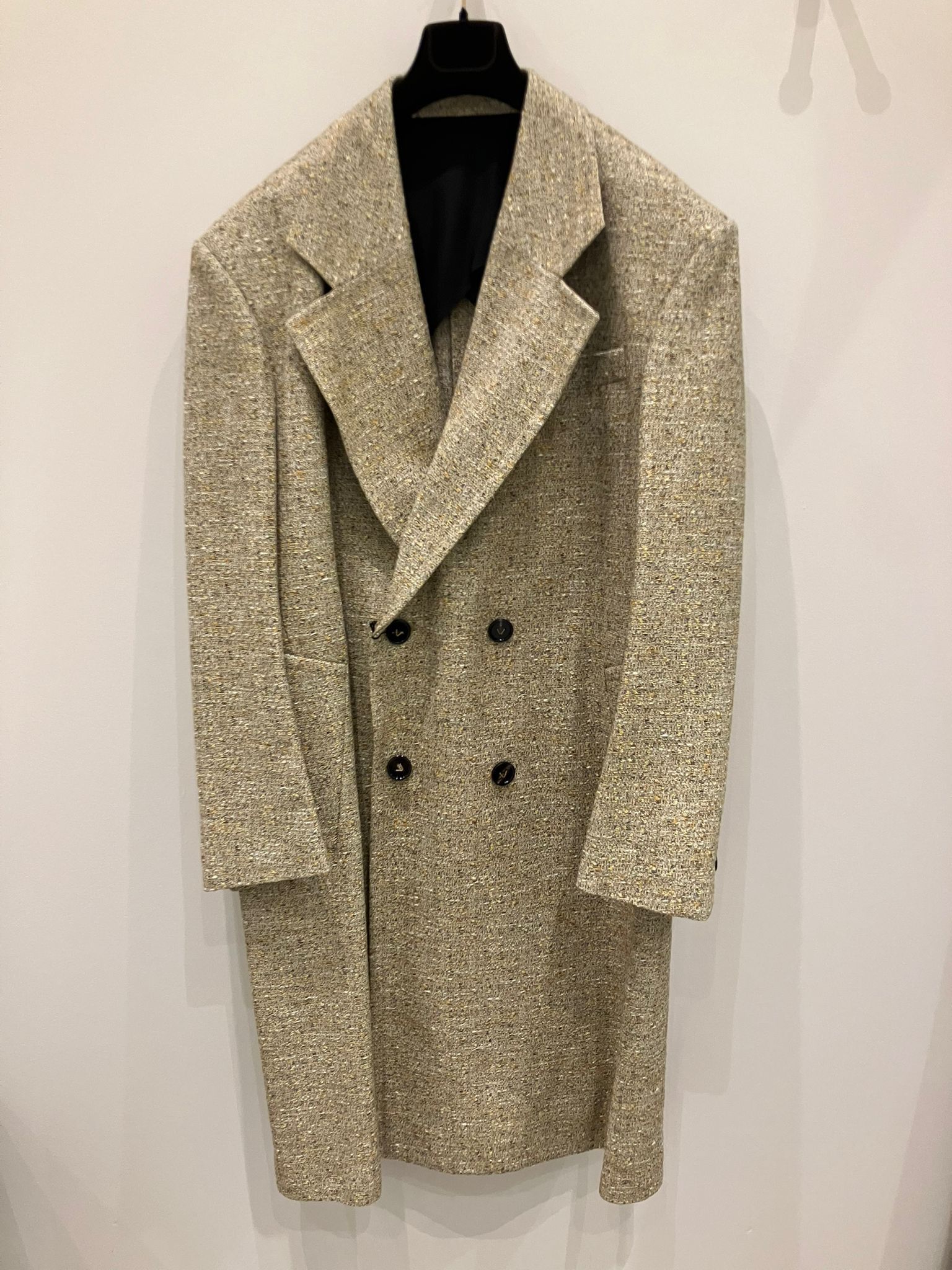Bottega Veneta o1bcso1str0225 Textured Silk Blend Coat in Beige Size US L / EU 52-54 / 3 - 2 Thumbnail