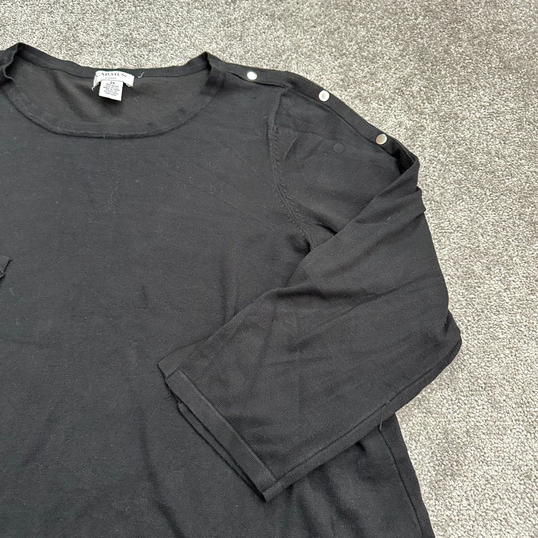 Vintage Carmen Marc Valvo Pullover Sweater Womens 2XL Black Round Neck Long Sleeve Knit Size XXL / US 16-18 / IT 52-54 - 4 Thumbnail