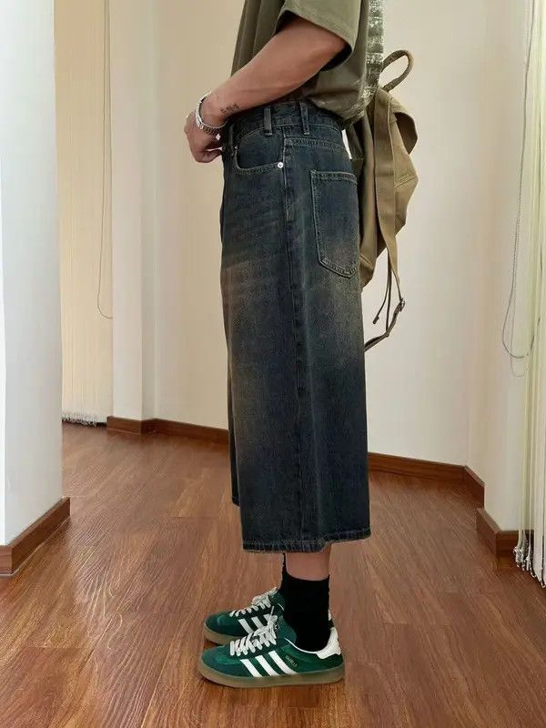 VIBE Blue washed vintage distressed denim shorts y2k Size US 32 / EU 48 - 4 Thumbnail