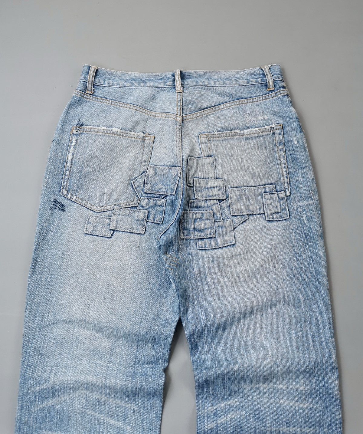 TTU Japan Patchwork Square Distressed Denim Jeans